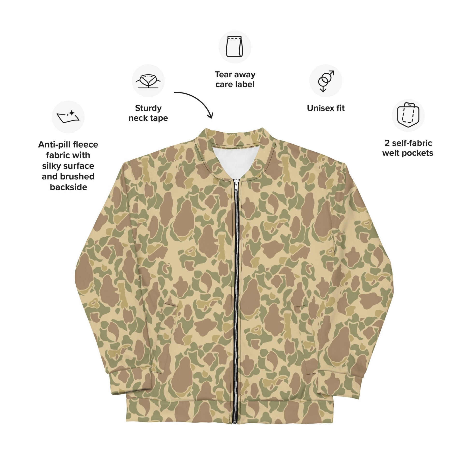 American Frog Skin Beach CAMO Unisex Bomber Jacket - Jackets