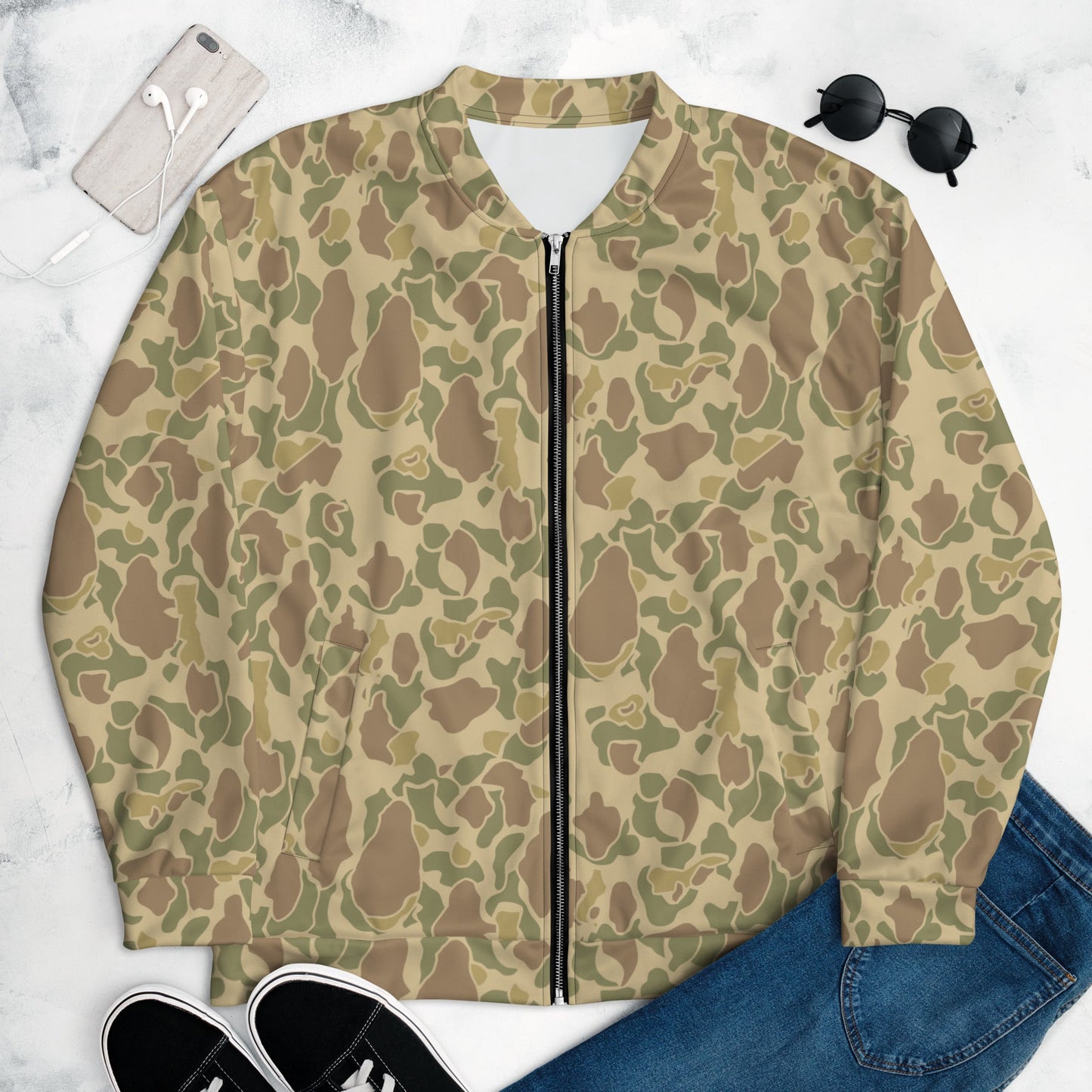 American Frog Skin Beach CAMO Unisex Bomber Jacket - XS - Jackets