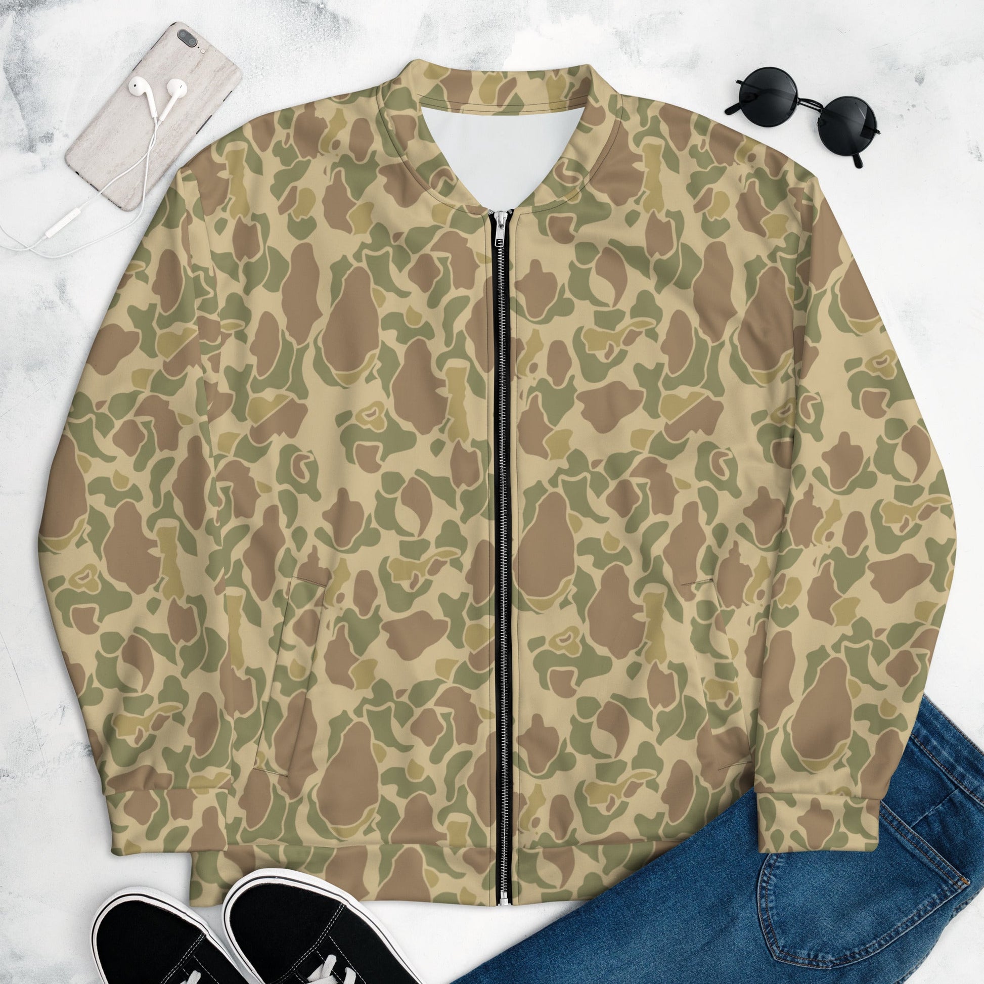American Frog Skin Beach CAMO Unisex Bomber Jacket - XS - Jackets