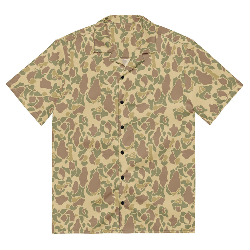 American Frog Skin Beach CAMO Unisex Short-Sleeve Button Shirt - 2XS