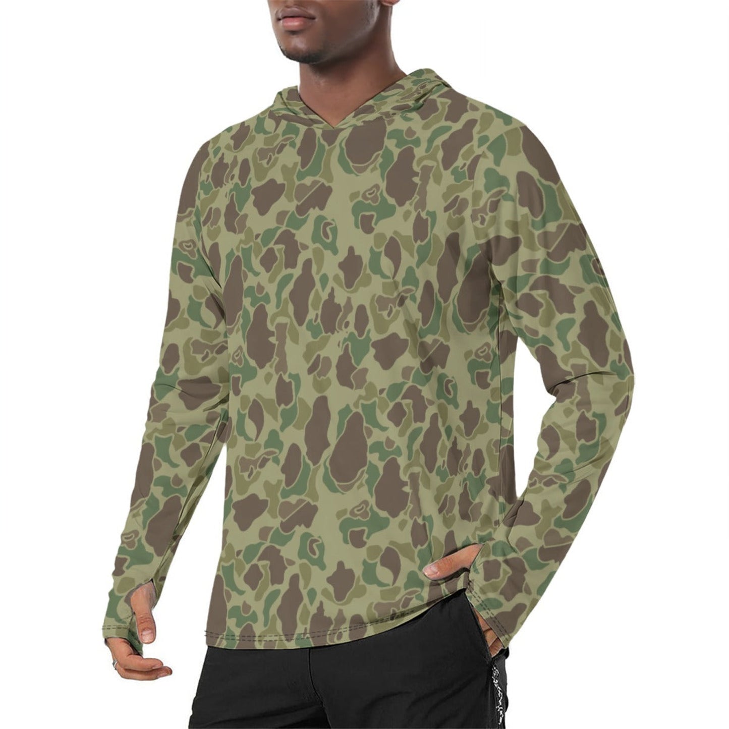 American Frog Skin Jungle CAMO Mens Sunscreen Sports Hoodie With Thumb Holes Hoodies