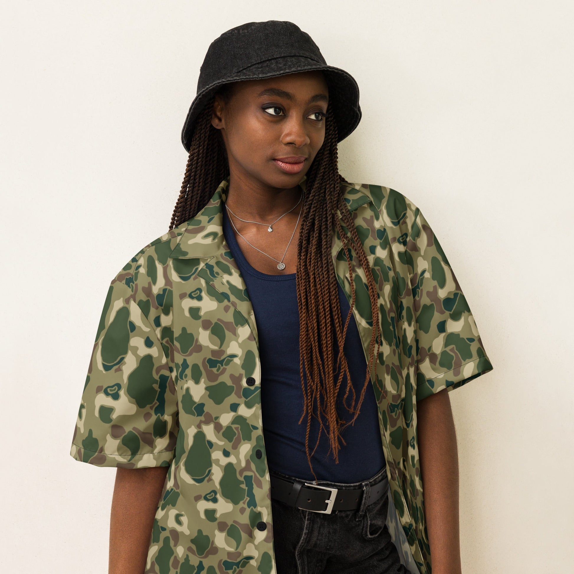 American Frog Skin Multi-terrain CAMO Unisex Short-Sleeve Button Shirt