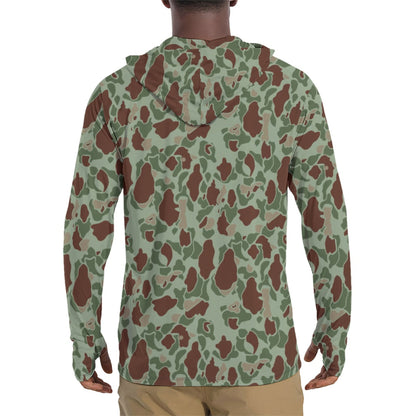 American Frog Skin Raider CAMO Mens Sunscreen Sports Hoodie With Thumb Holes - S / White