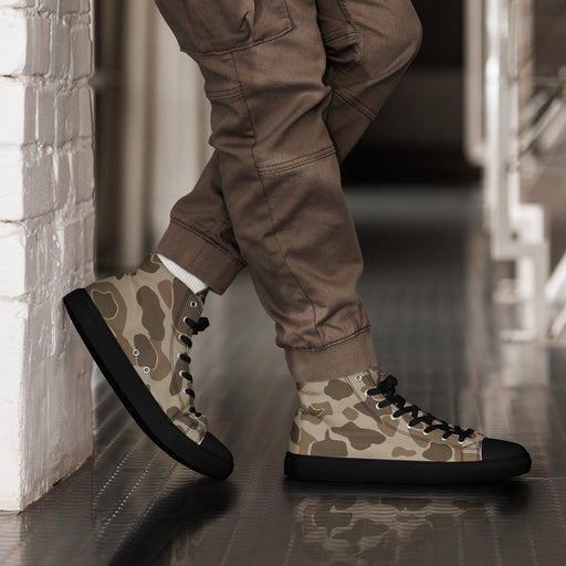 American Frog Skin Sandbeach CAMO Mens High-Top Canvas Shoes - Black / 5