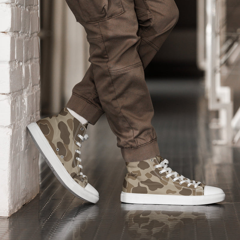 American Frog Skin Sandbeach CAMO Mens High-Top Canvas Shoes - White / 5