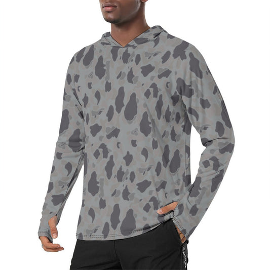 American Frog Skin Snow Shadow CAMO Mens Sunscreen Sports Hoodie With Thumb Holes
