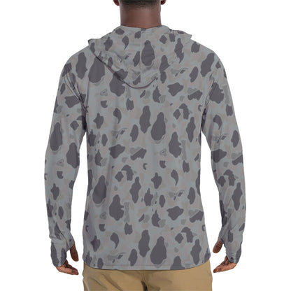 American Frog Skin Snow Shadow CAMO Mens Sunscreen Sports Hoodie With Thumb Holes - S / White