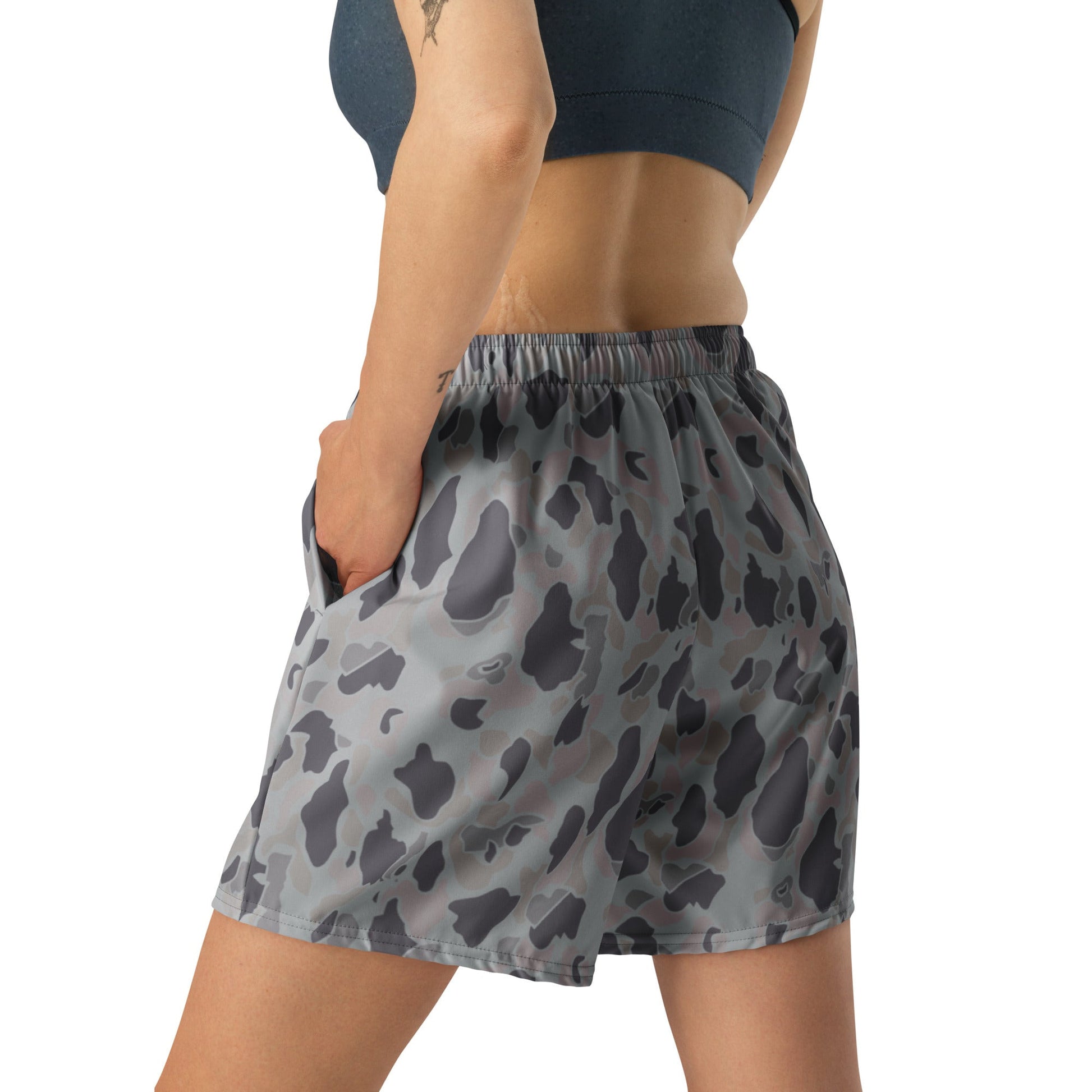 American Frog Skin Snow Shadow CAMO Unisex Athletic Long Shorts