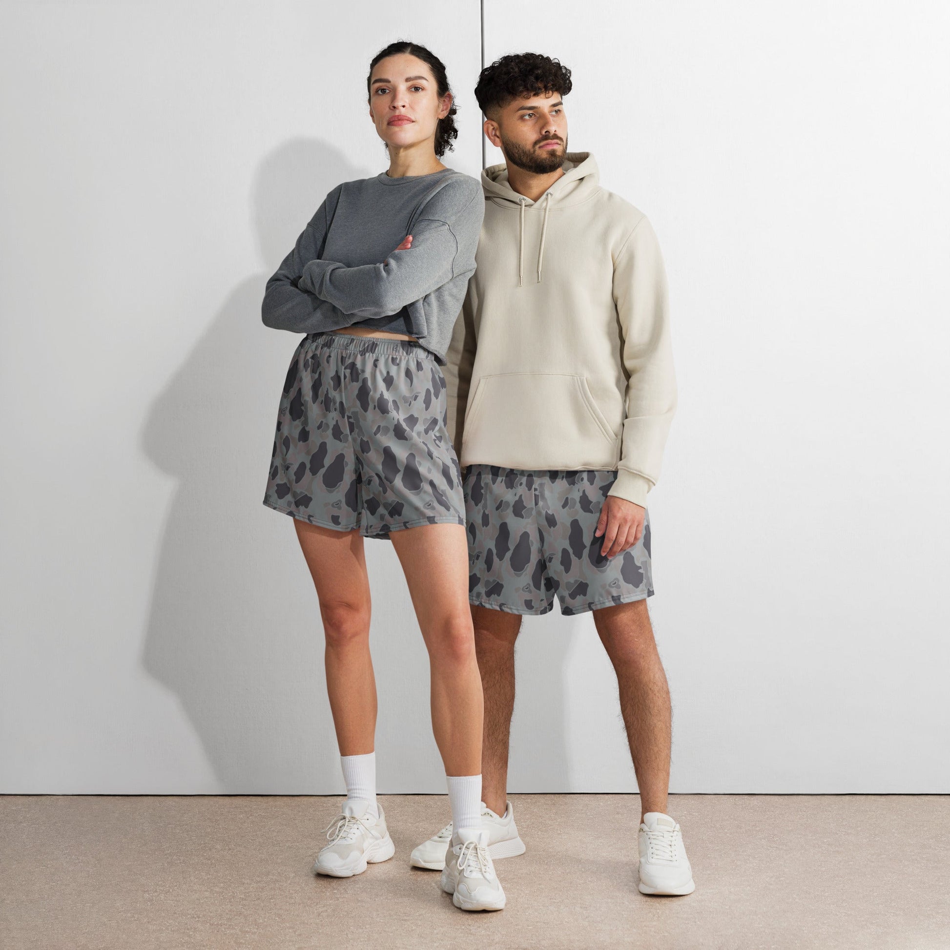 American Frog Skin Snow Shadow CAMO Unisex Athletic Long Shorts