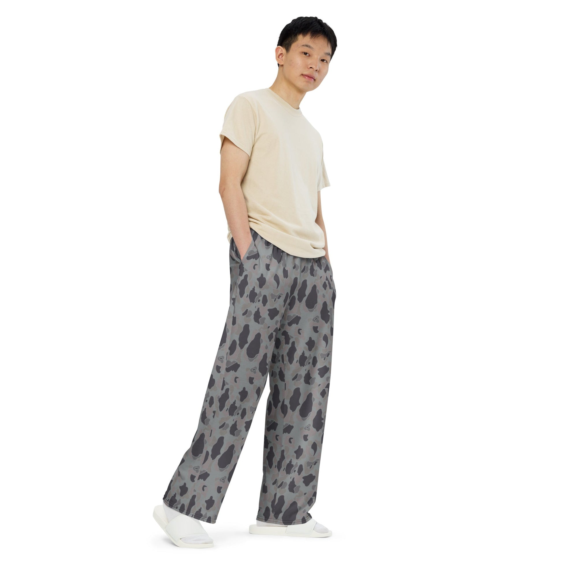American Frog Skin Snow Shadow CAMO Unisex Wide-Leg Leisure Pants