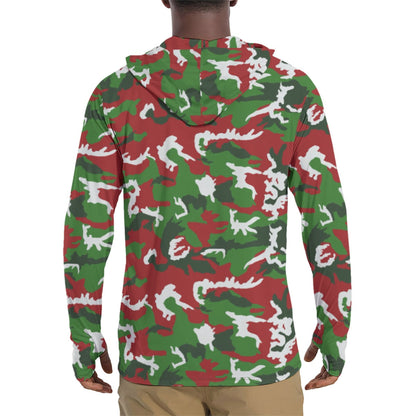 American M81 Christmas CAMO Mens Sunscreen Sports Hoodie With Thumb Holes - Hoodies