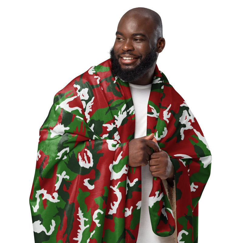 American M81 Christmas CAMO Sherpa Blanket