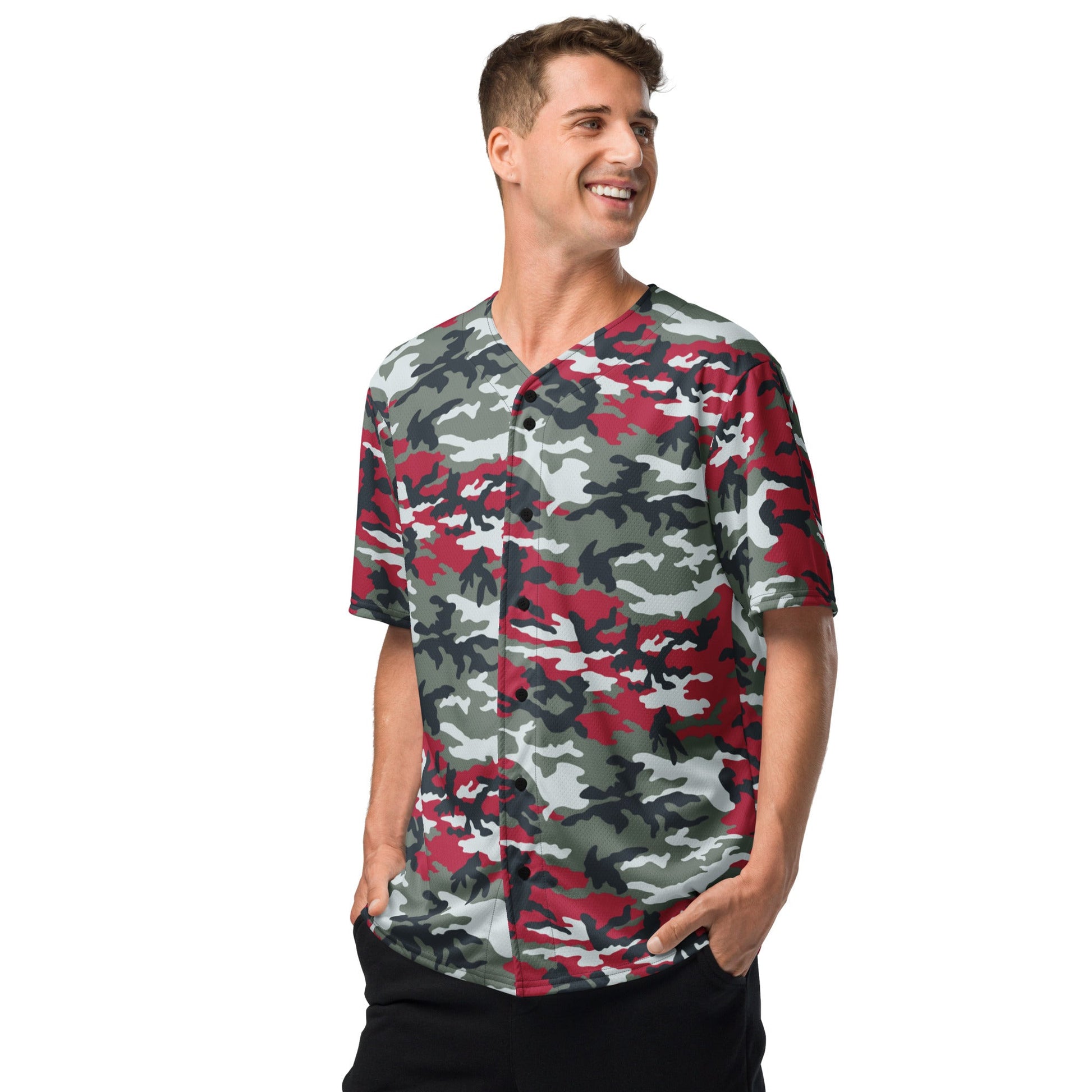 American M81 Firefighter Red CAMO baseball jersey - Baseball Jerseys