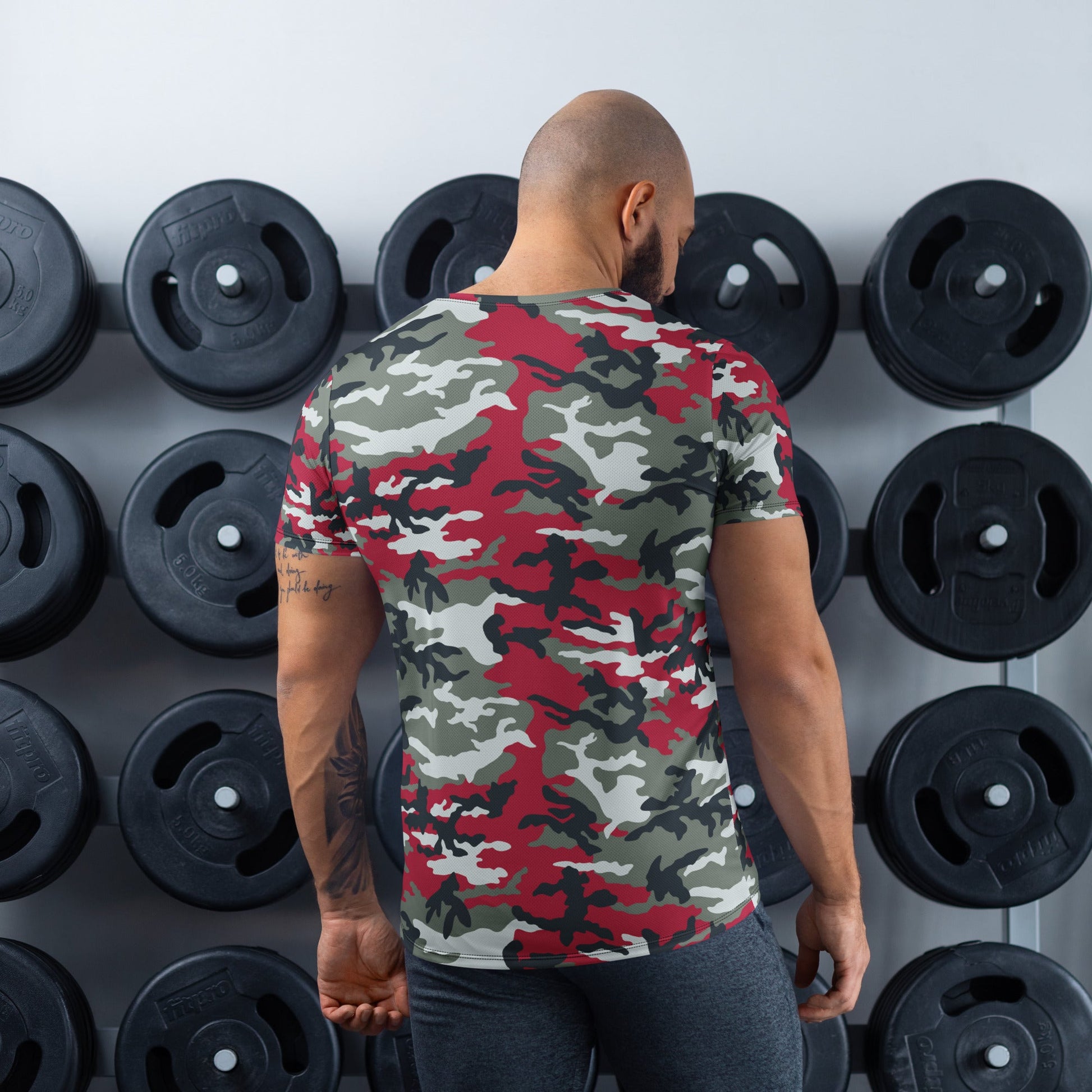 American M81 Firefighter Red CAMO Mens athletic t-shirt - Athletic T-Shirts