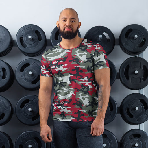 Classic M81 Firefighter Red CAMO Mens Athletic T-Shirt - XS - Shirt