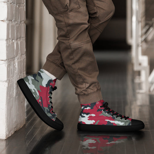 American M81 Firefighter Red CAMO Mens high top canvas shoes - 5 - High Top Canvas Shoes