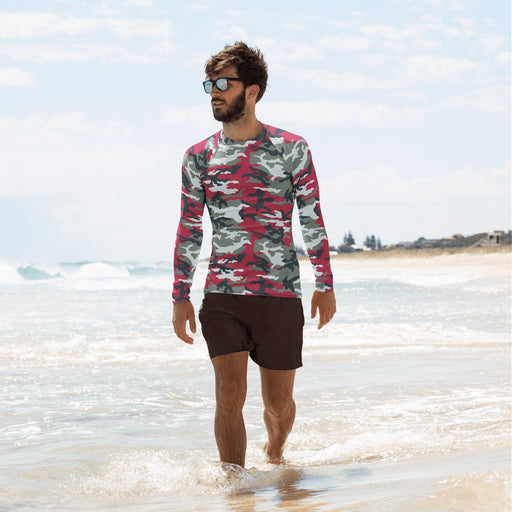 American M81 Firefighter Red CAMO Mens Long-Sleeve Rash Guard - XS
