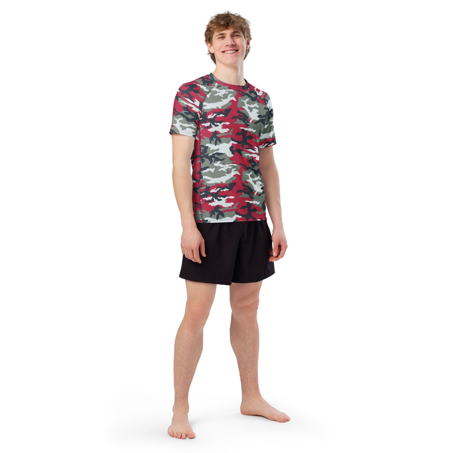 American M81 Firefighter Red CAMO Mens Short-Sleeve Rash Guard