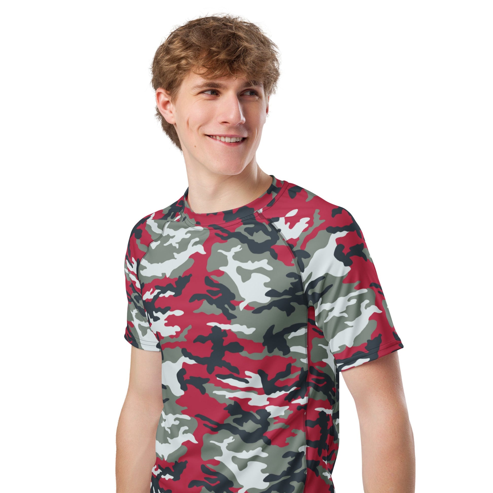 American M81 Firefighter Red CAMO Mens Short-Sleeve Rash Guard