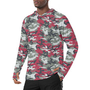 Classic M81 Firefighter Red CAMO Mens Sunscreen Sports Hoodie With Thumb Holes
