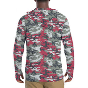 Classic M81 Firefighter Red CAMO Mens Sunscreen Sports Hoodie With Thumb Holes - S / White