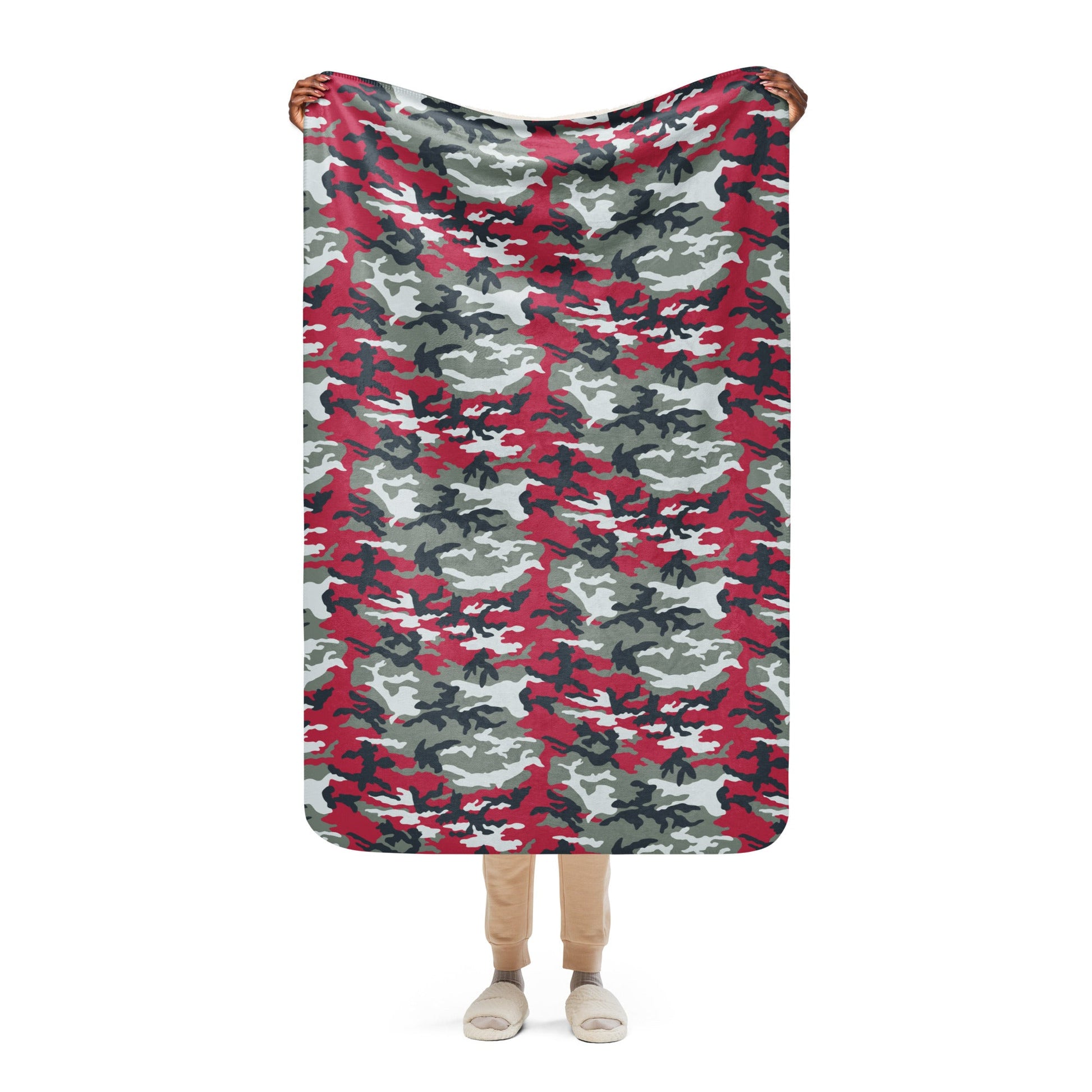 American M81 Firefighter Red CAMO Sherpa blanket - 37″×57″ - Blankets