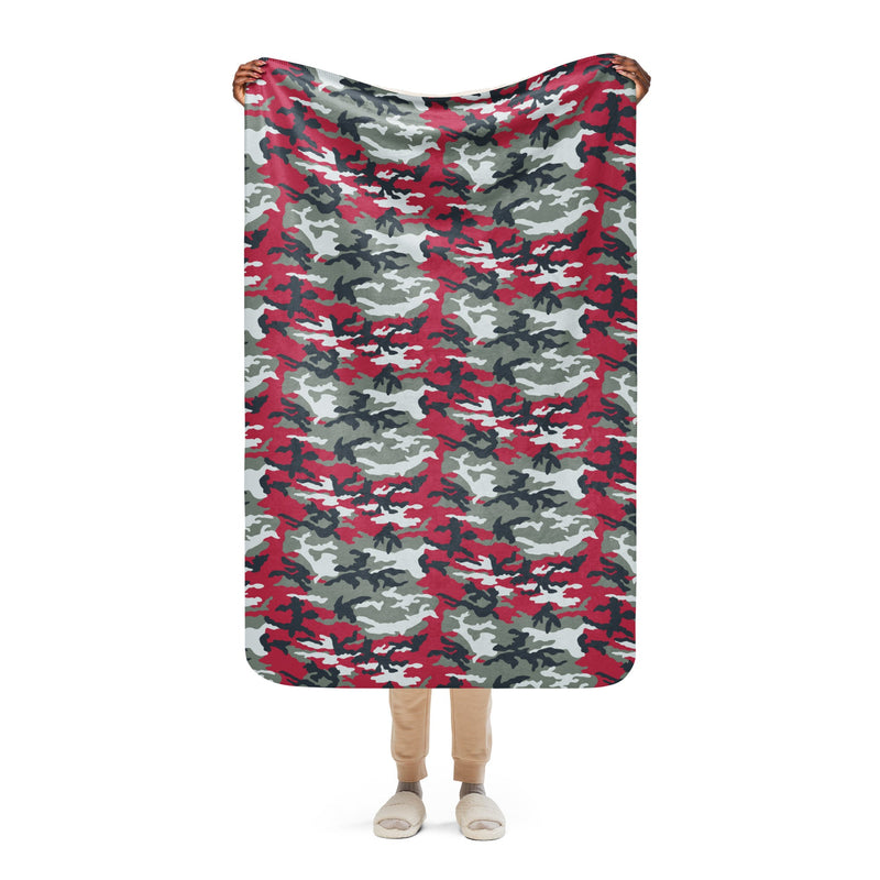 American M81 Firefighter Red CAMO Sherpa Blanket - 37″×57″