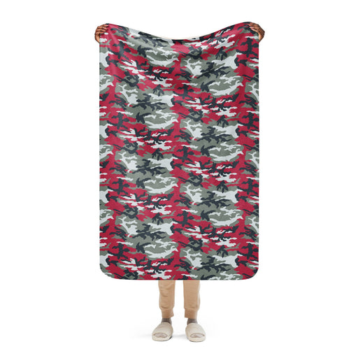 American M81 Firefighter Red CAMO Sherpa Blanket - 37″×57″
