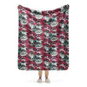 American M81 Firefighter Red CAMO Sherpa Blanket - 50″×60″