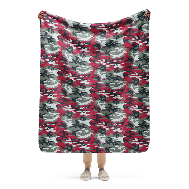 American M81 Firefighter Red CAMO Sherpa Blanket - 50″×60″