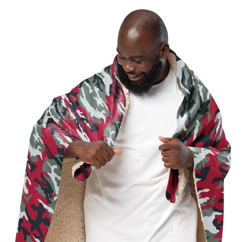 American M81 Firefighter Red CAMO Sherpa Blanket