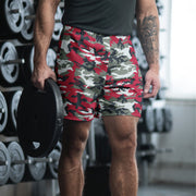 Classic M81 Firefighter Red CAMO Unisex Athletic Long Shorts - 2XS