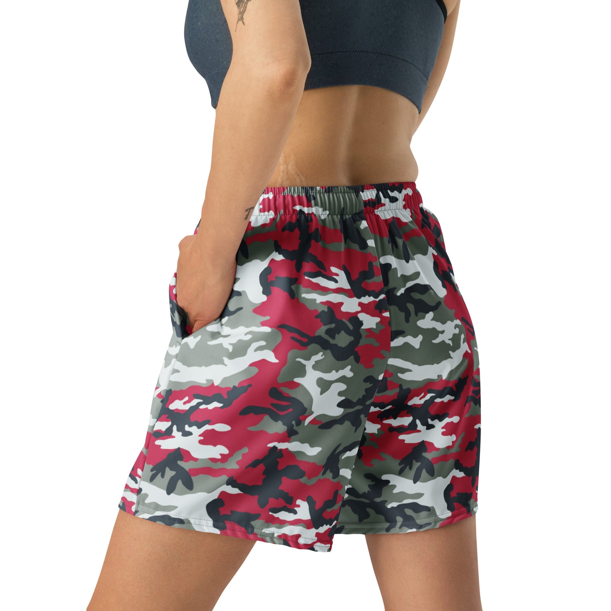 American M81 Firefighter Red CAMO Unisex Athletic Long Shorts