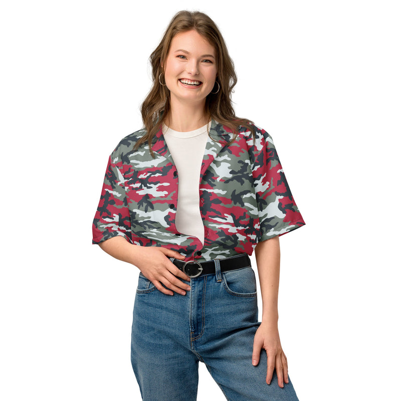 Classic M81 Firefighter Red CAMO Unisex Short-Sleeve Button Shirt - Button-Up