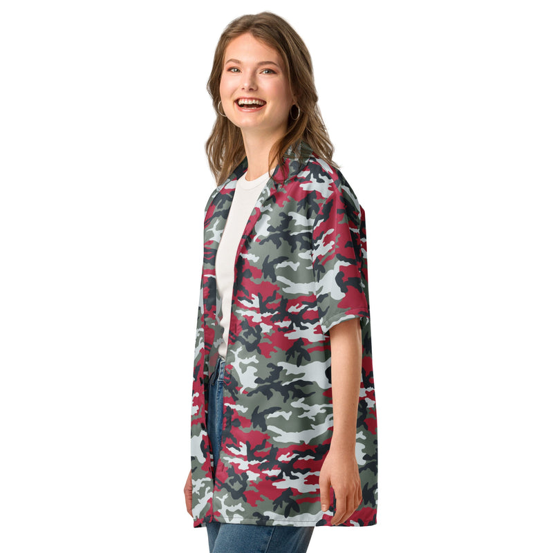 Classic M81 Firefighter Red CAMO Unisex Short-Sleeve Button Shirt - Button-Up