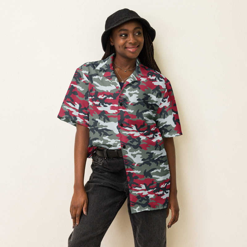 Classic M81 Firefighter Red CAMO Unisex Short-Sleeve Button Shirt - Button-Up