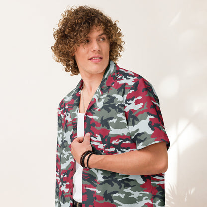 American M81 Firefighter Red CAMO Unisex button shirt - Button Shirts