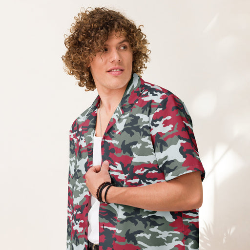 Classic M81 Firefighter Red CAMO Unisex Short-Sleeve Button Shirt - Button-Up