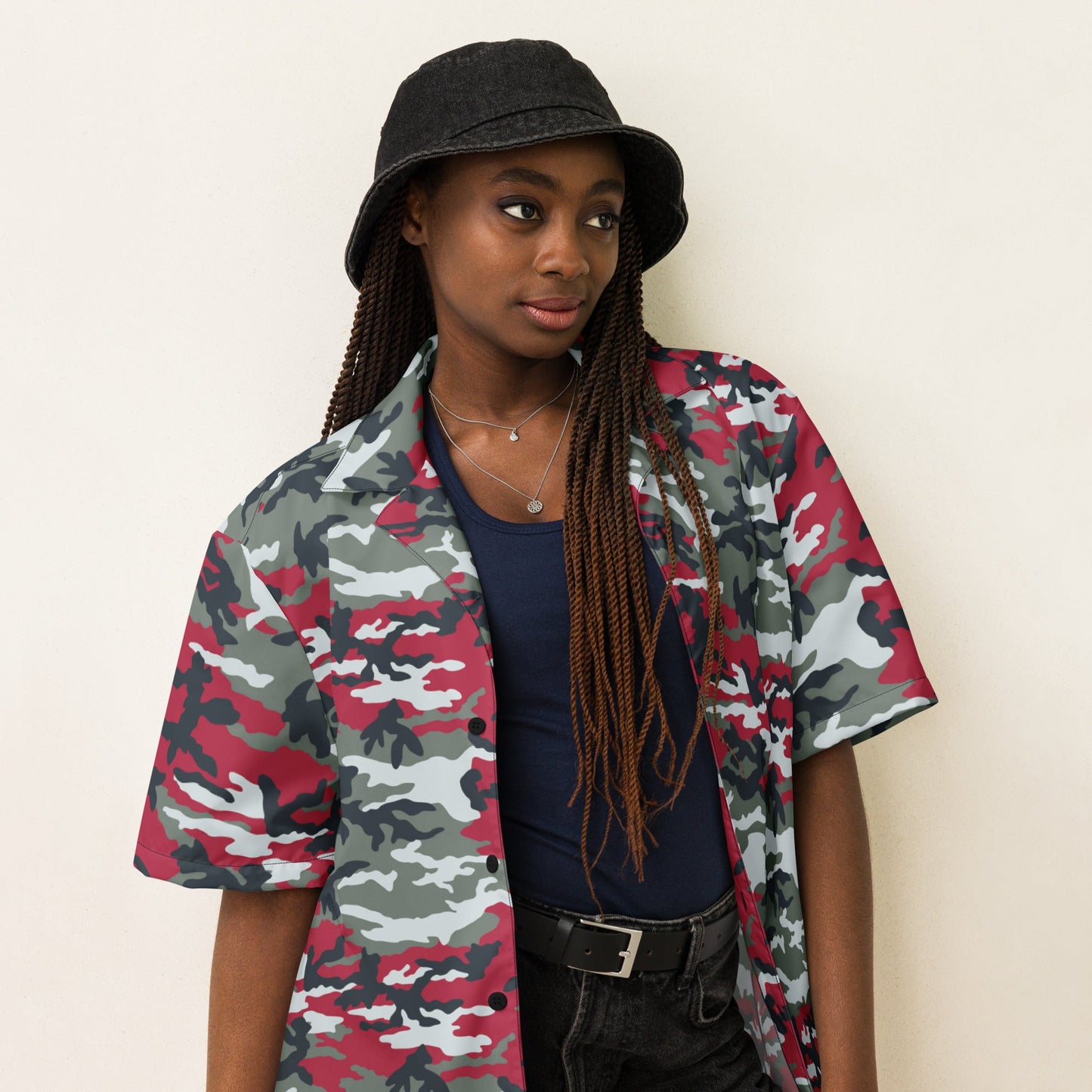 American M81 Firefighter Red CAMO Unisex button shirt - Button Shirts