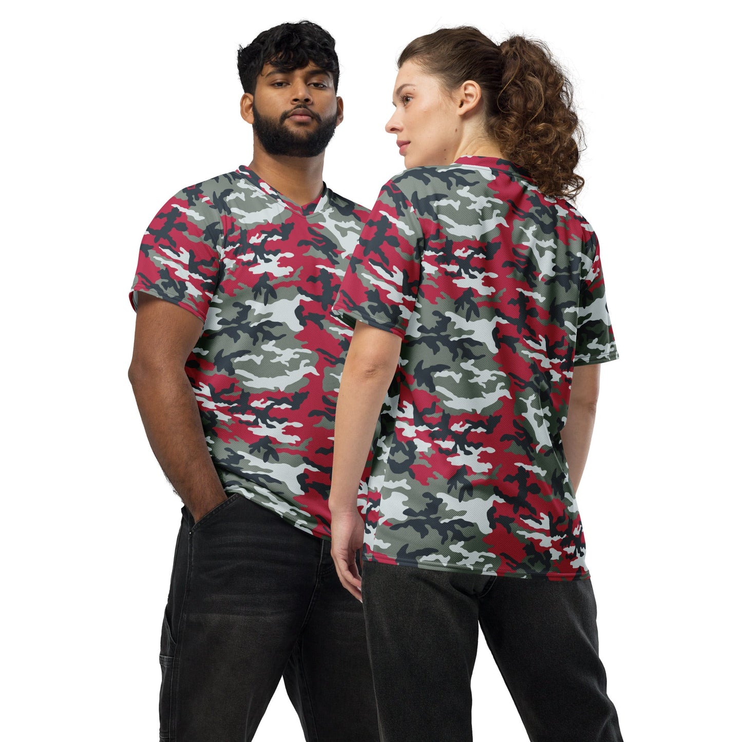 American M81 Firefighter Red CAMO Unisex Sports Jersey - 2XS