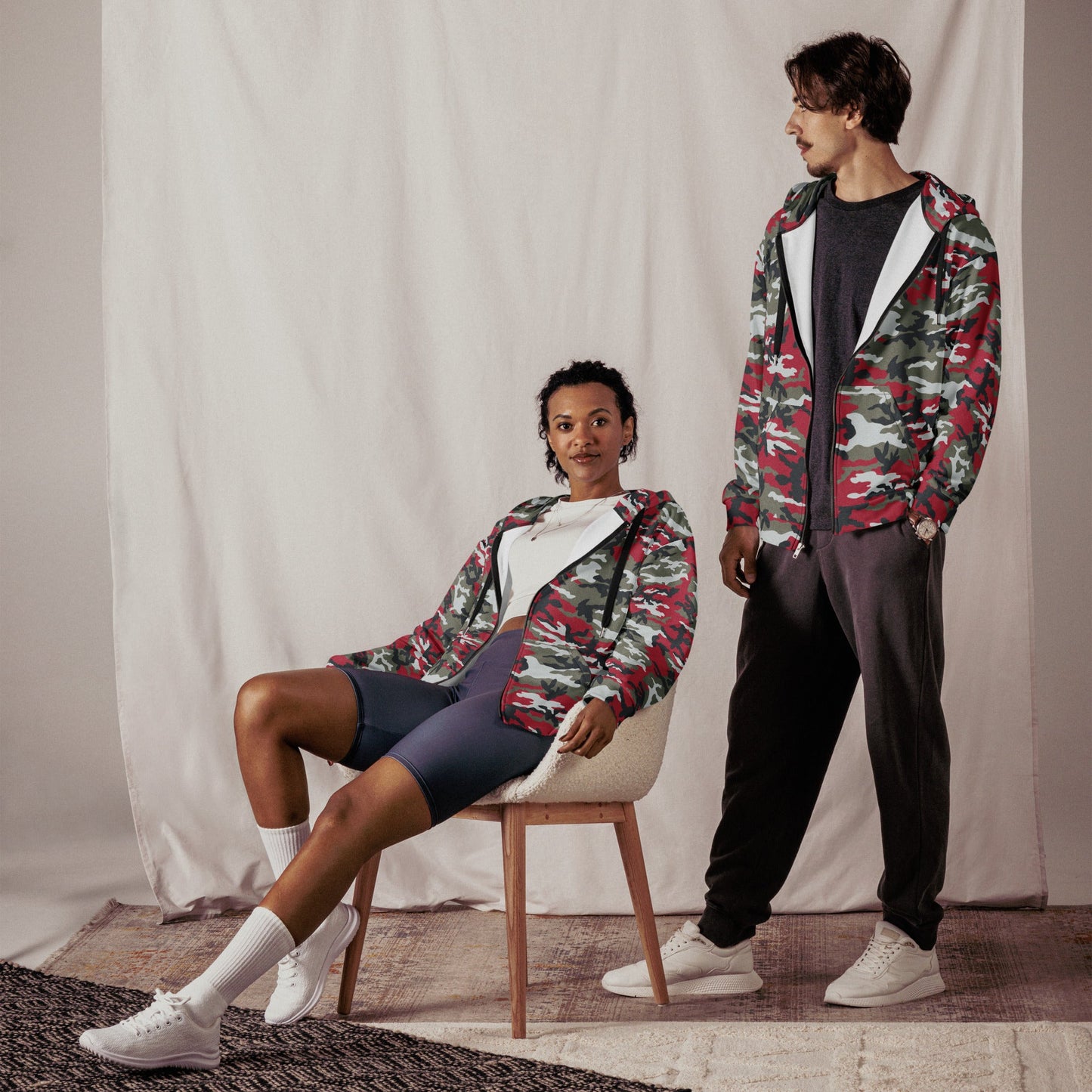 American M81 Firefighter Red CAMO Unisex zip hoodie - Zip Hoodies