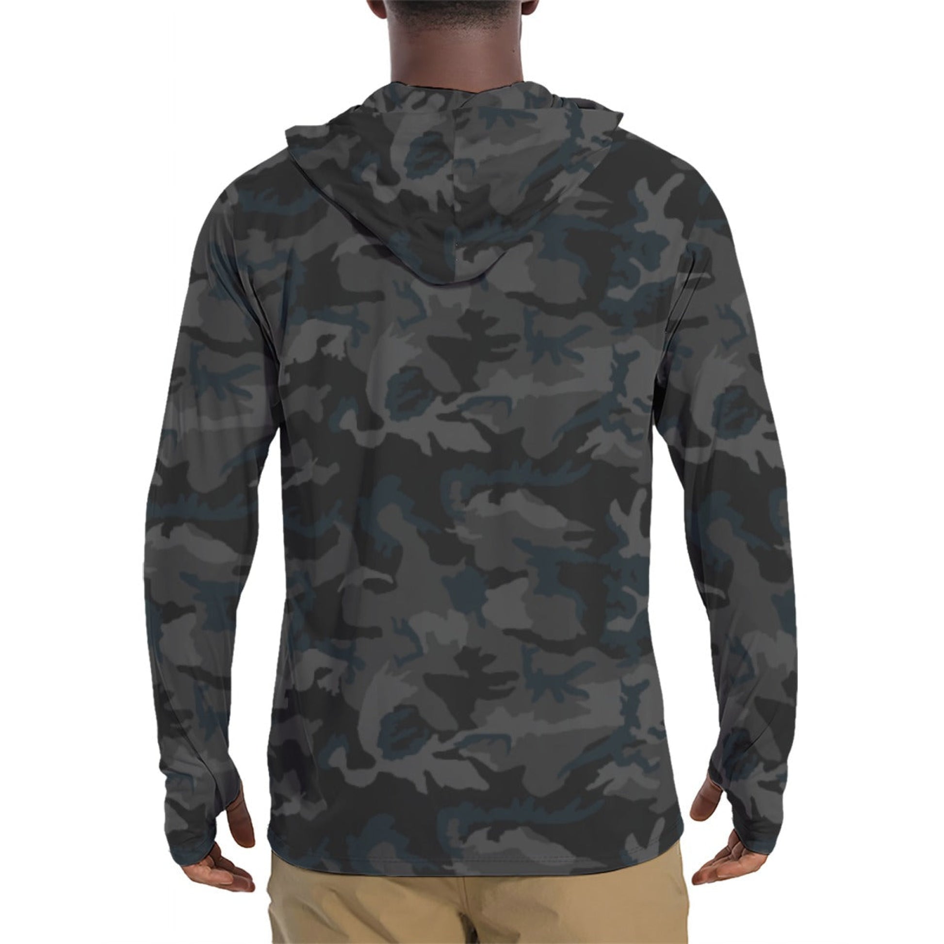 American M81 Night CAMO Mens Sunscreen Sports Hoodie With Thumb Holes - S / White