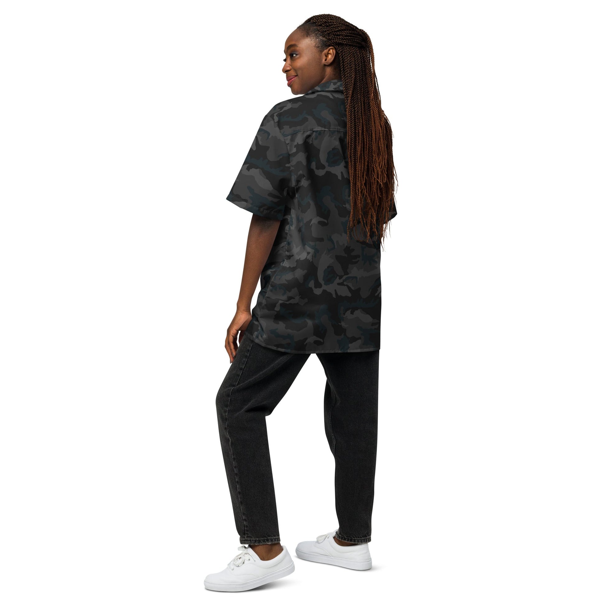 American M81 Night CAMO Unisex Short-Sleeve Button Shirt