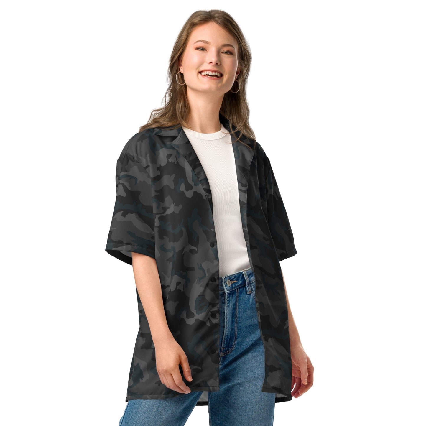 American M81 Night CAMO Unisex Short-Sleeve Button Shirt