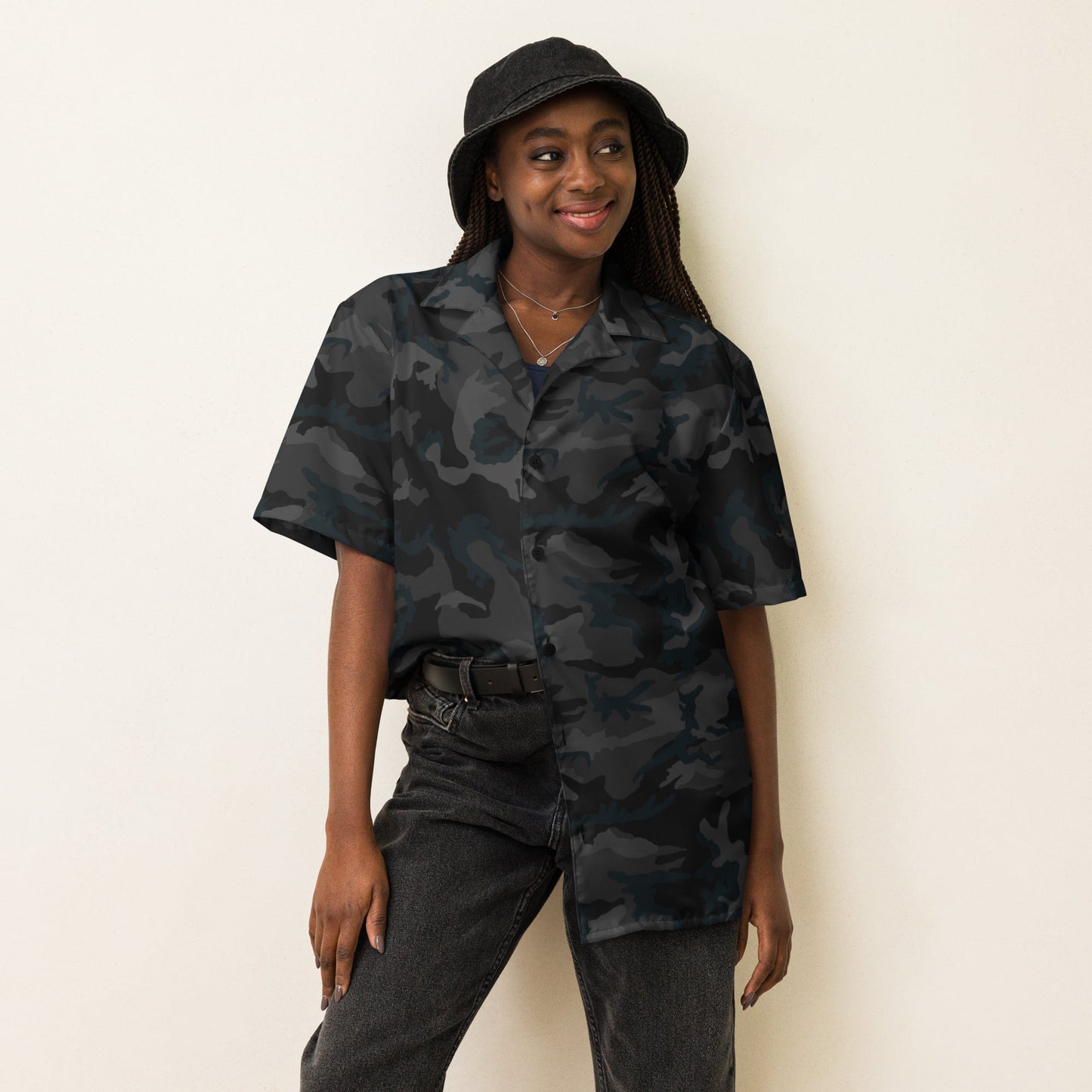 American M81 Night CAMO Unisex Short-Sleeve Button Shirt