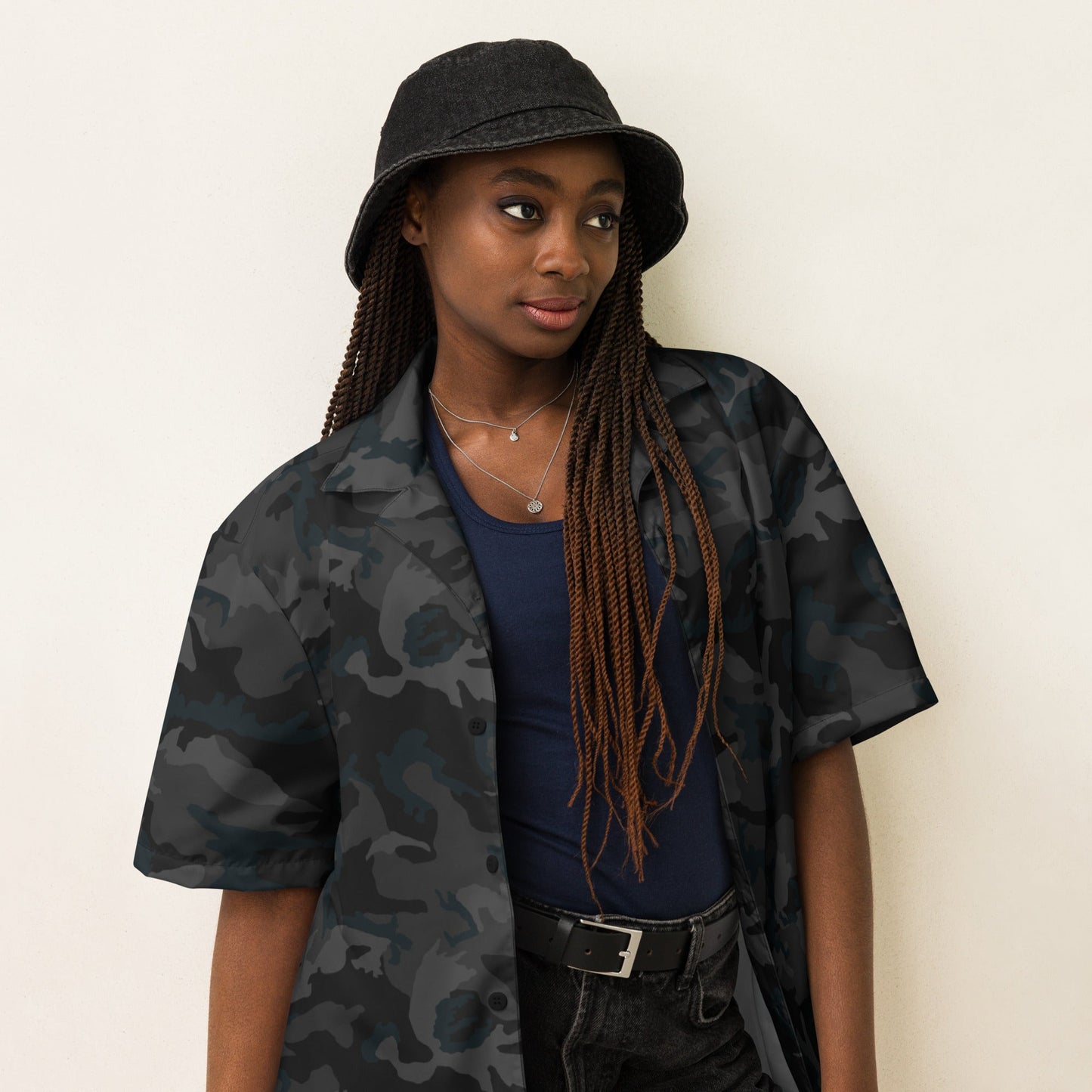 American M81 Night CAMO Unisex Short-Sleeve Button Shirt