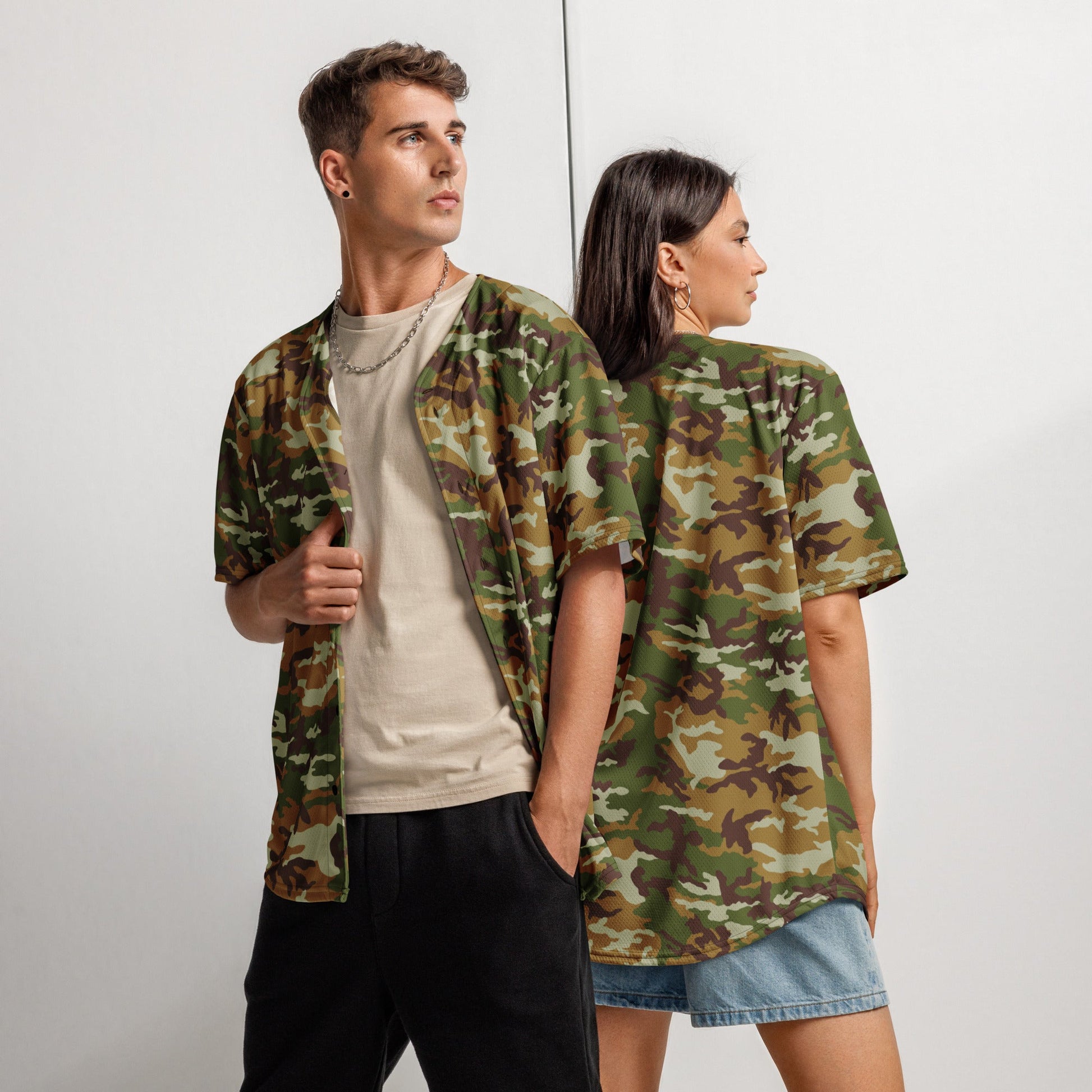 American M81 Olive Brush Woodland CAMO baseball jersey - 2XS - Baseball Jerseys