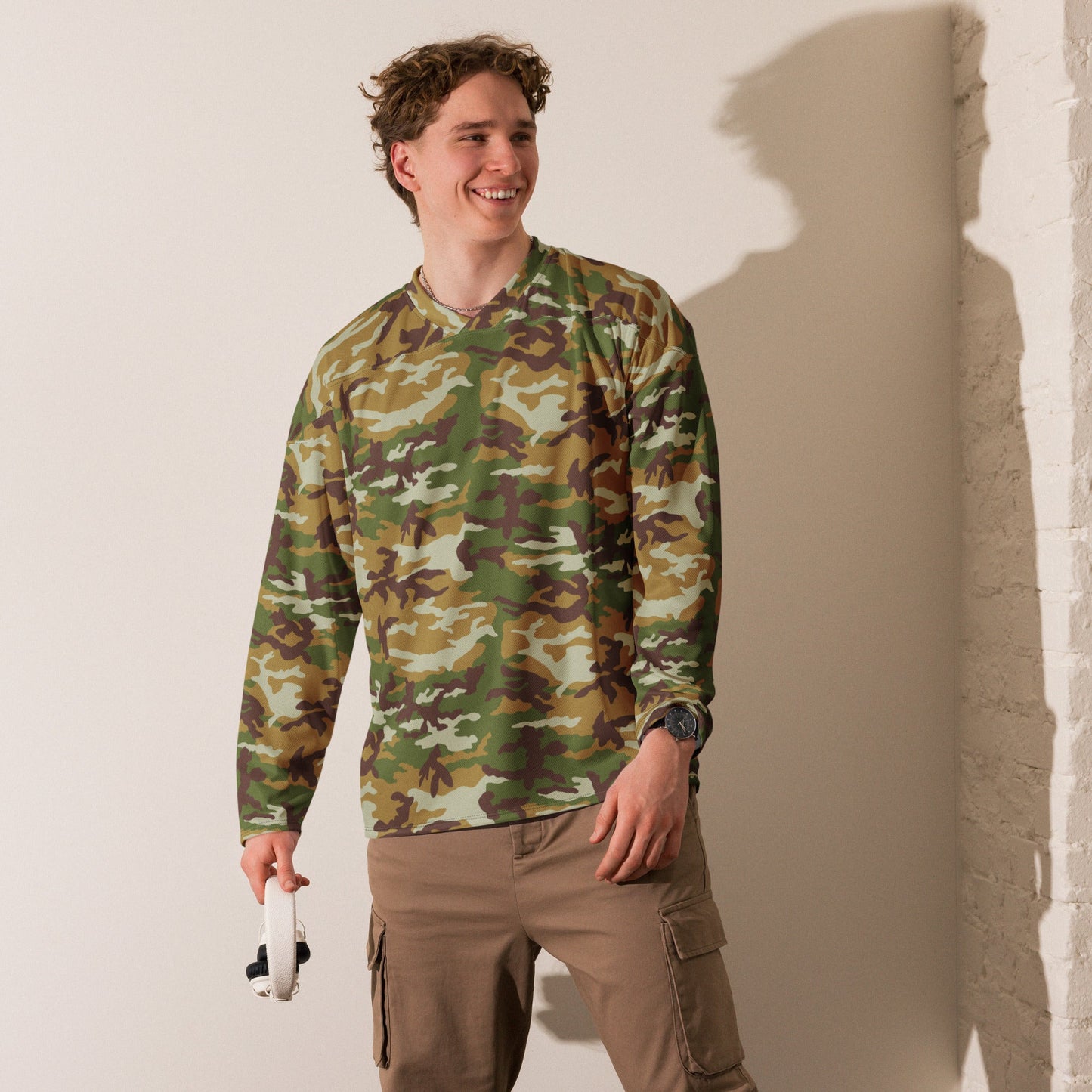 American M81 Olive Brush Woodland CAMO hockey fan jersey - Hockey Jerseys