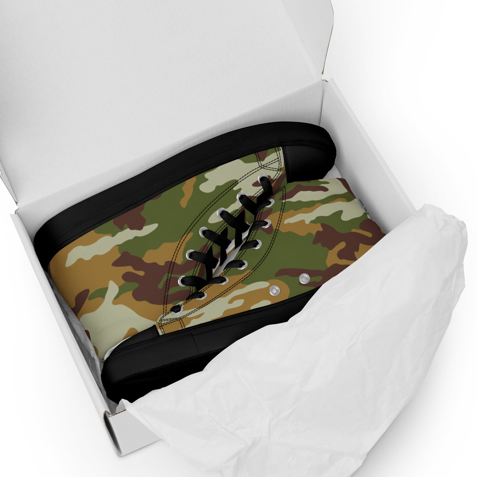 American M81 Olive Brush Woodland CAMO Mens high top canvas shoes - High Top Canvas Shoes