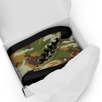 American M81 Olive Brush Woodland CAMO Mens high top canvas shoes - High Top Canvas Shoes